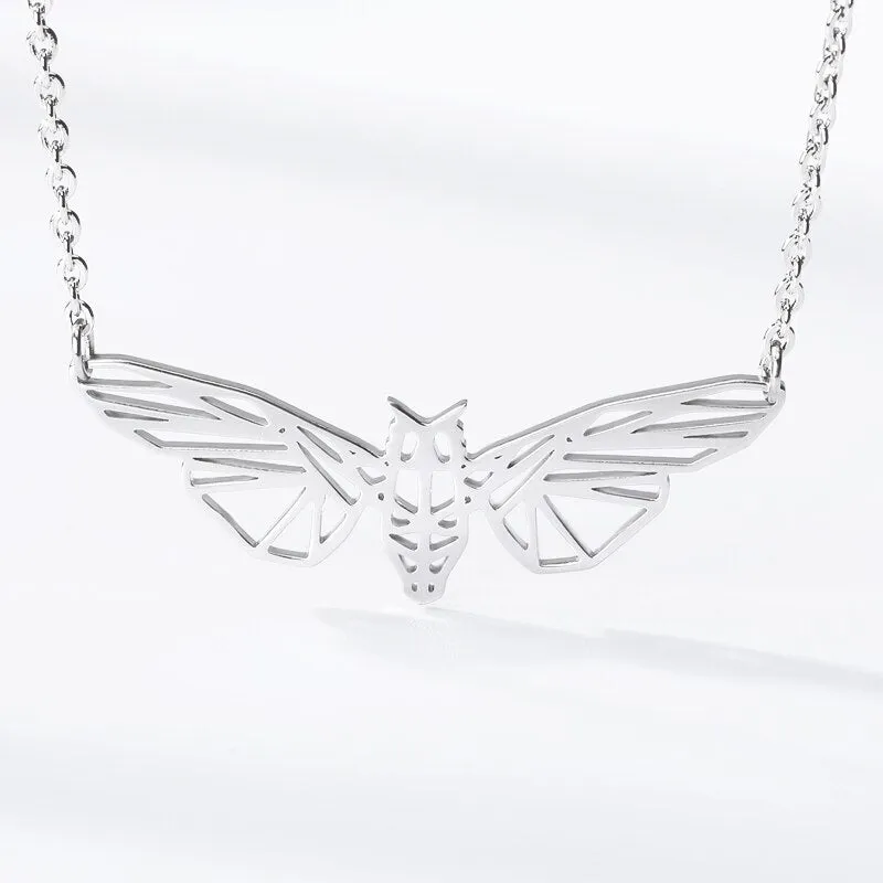 Stainless Steel Origami Bee Necklace Wild Animal