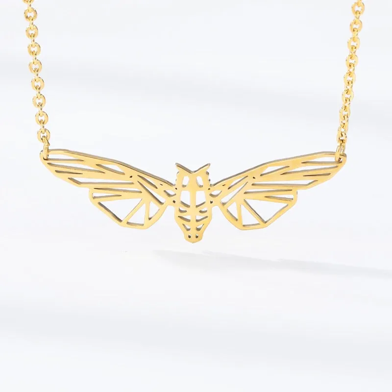 Stainless Steel Origami Bee Necklace Wild Animal