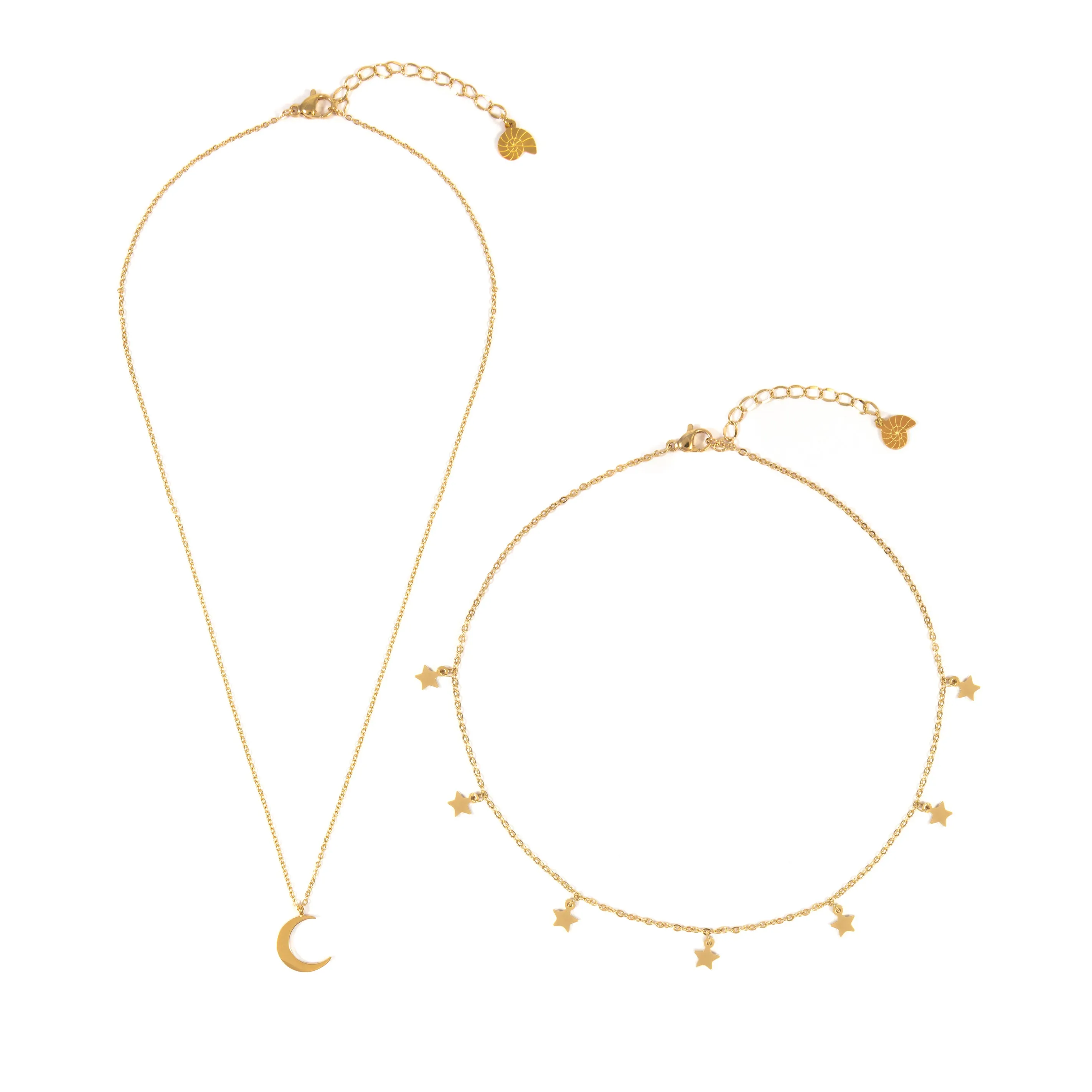 Star Choker Moon Necklace Jewelry Set Gold