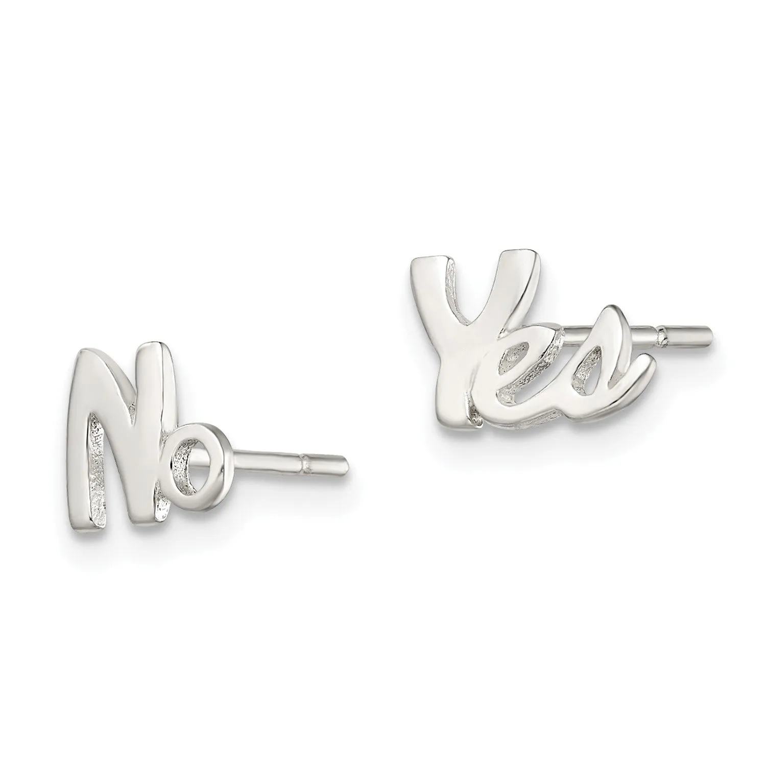 Sterling Silver 6X10MM Stud Yes No Earrings