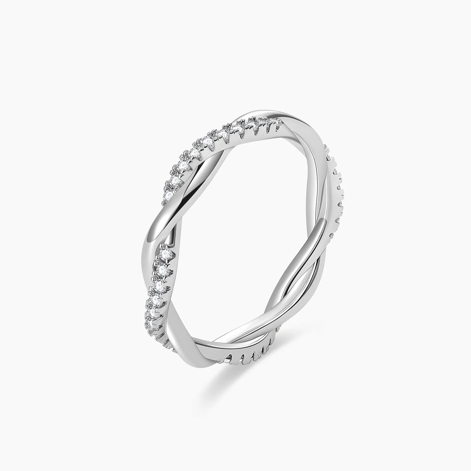 Sterling Silver Cubic Zirconia Twisted Rope Eternity