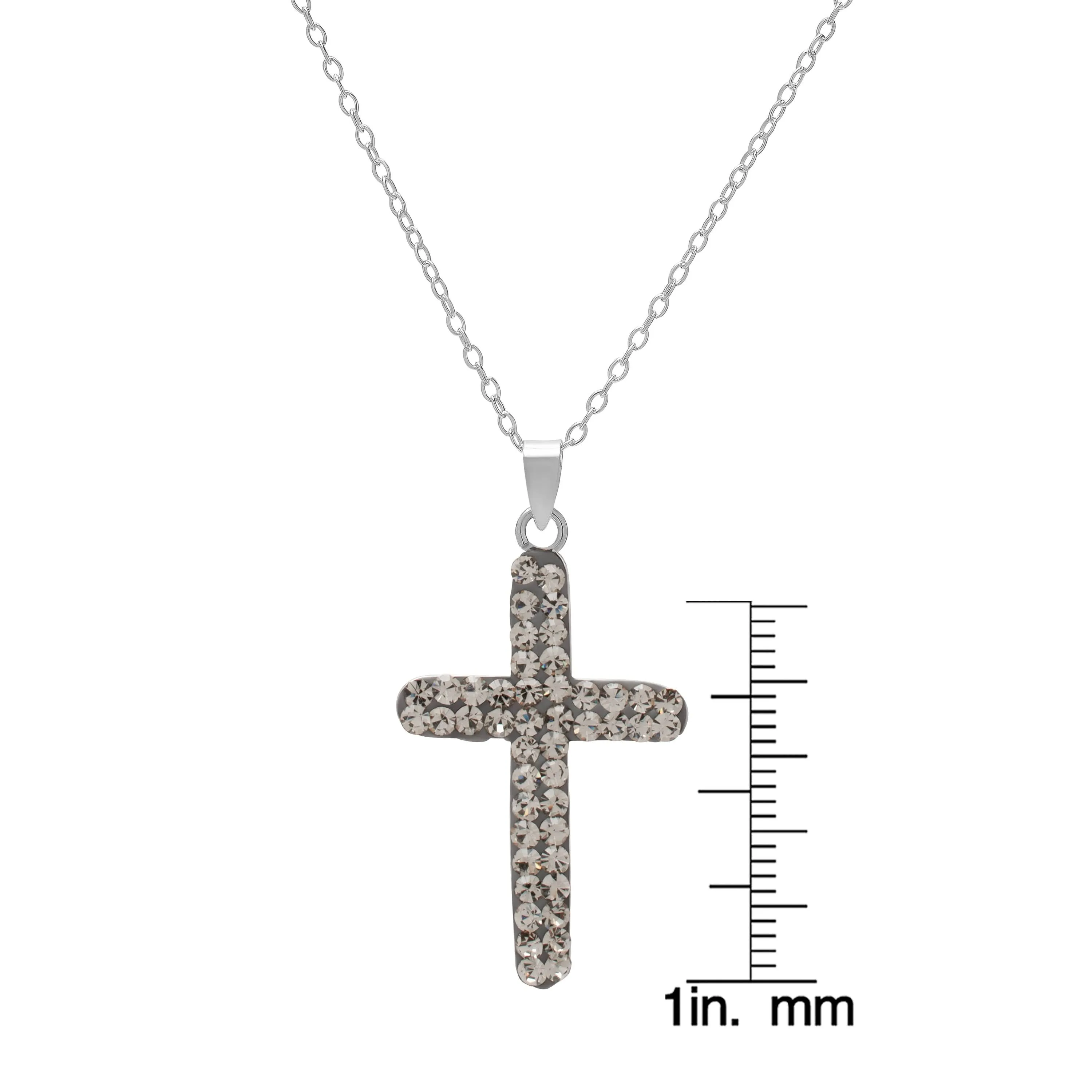 Sterling Silver Grey Crystal Cross Pendant