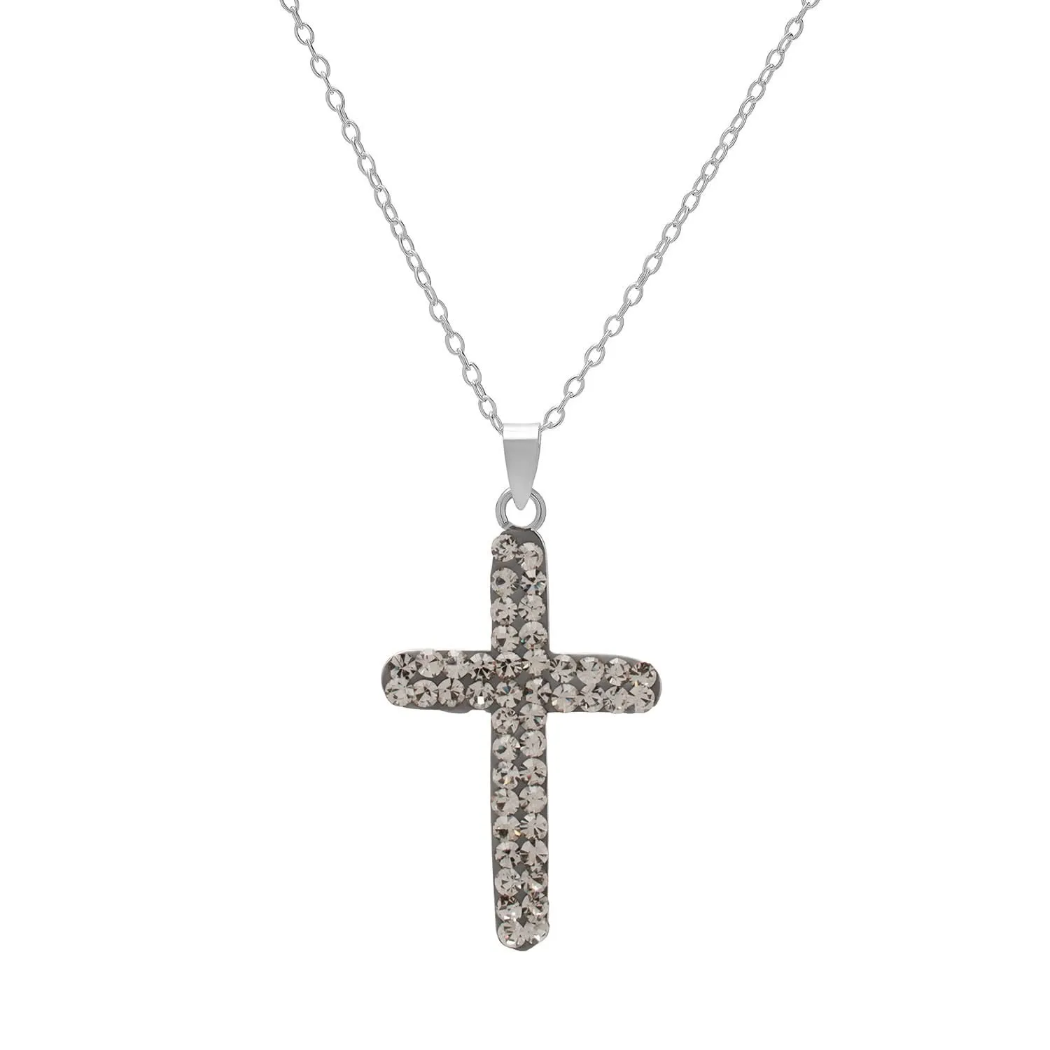 Sterling Silver Grey Crystal Cross Pendant