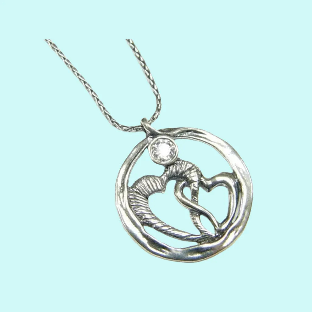 Sterling Silver necklace , Heart necklace, designer jewelry for woman