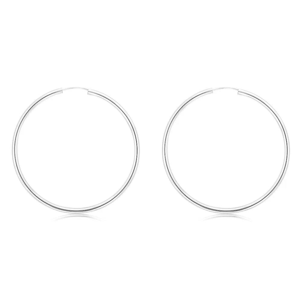 Sterling Silver Plain 40mm Sleeper Earrings