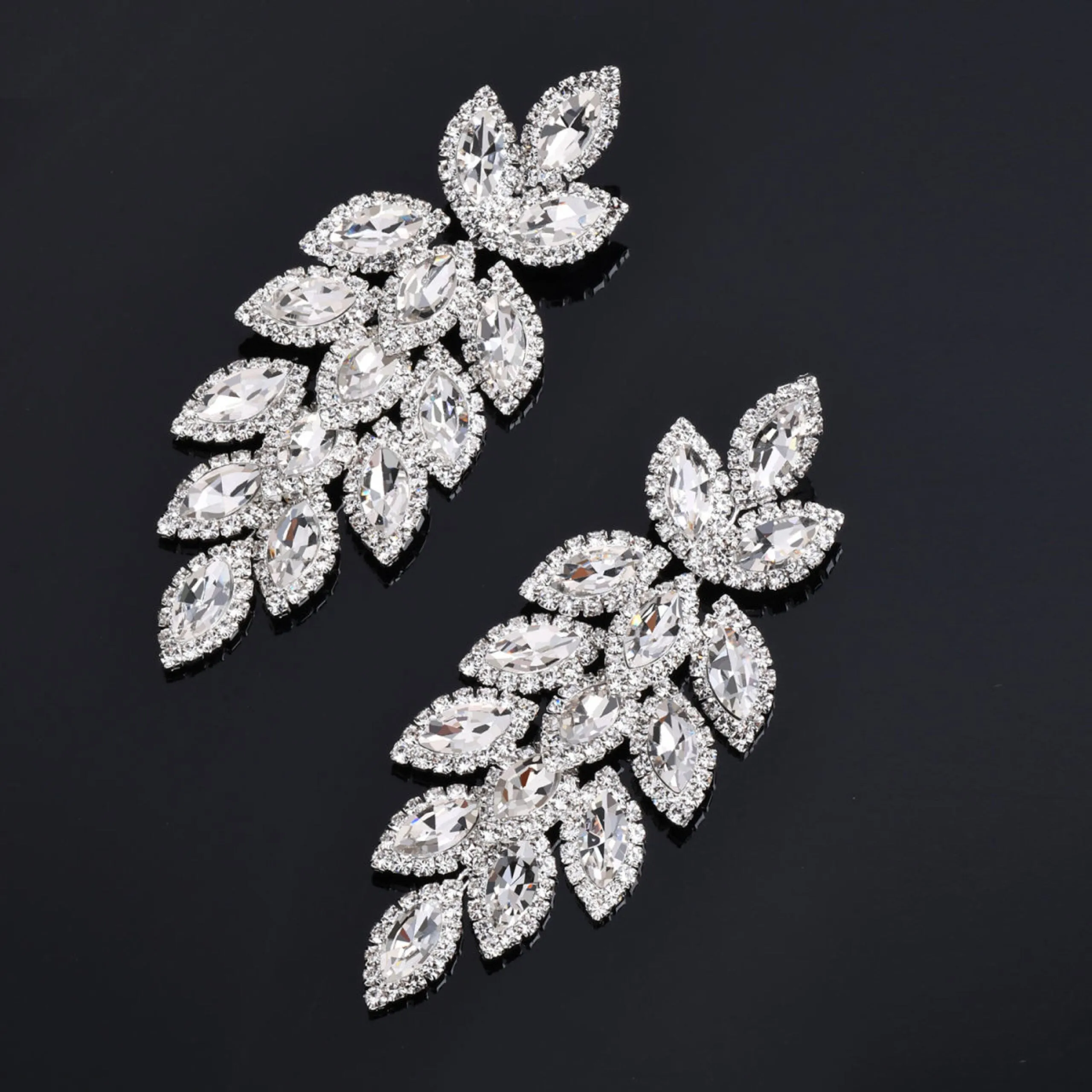 SYDNEY - clear silver marquise rhinestone earrings