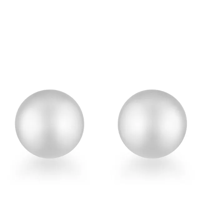 Tina Rhodium Sphere Stud Earrings - 6mm | Stainless Steel