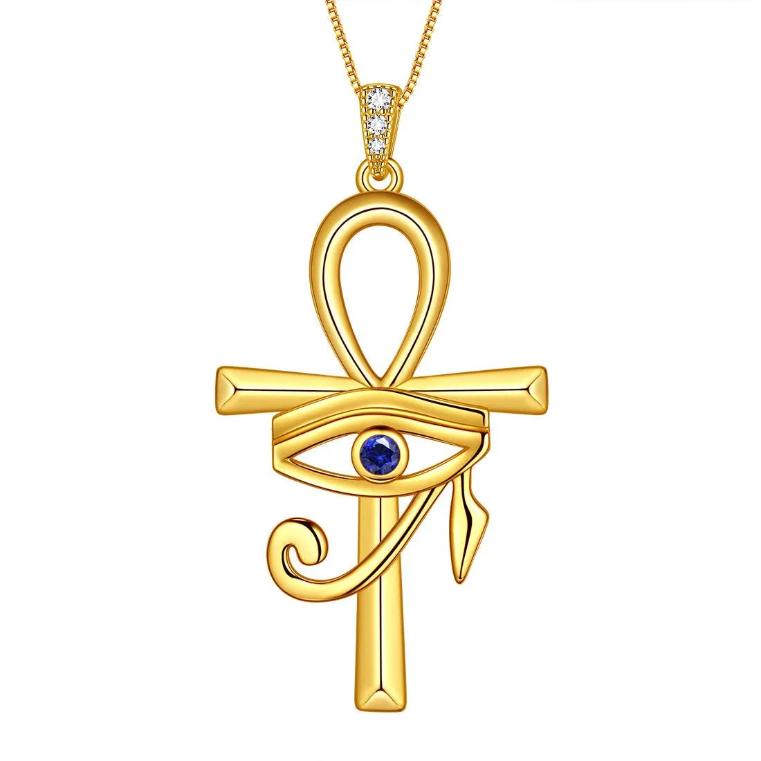 Tokyo Mart Ankh Cross Blue Eye of Horus Necklace Pendant Women Mens Jewelry Gift