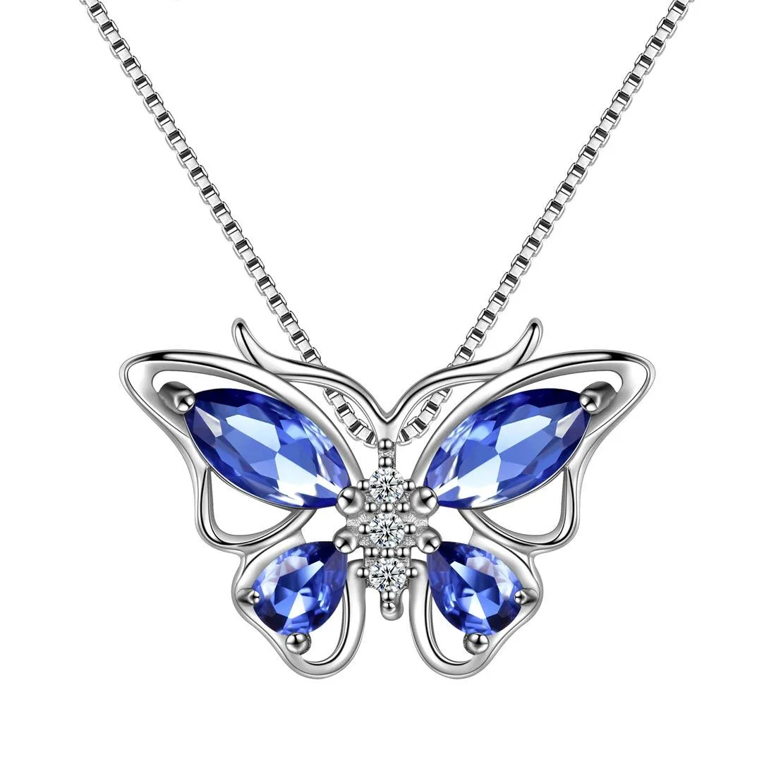 Tokyo Mart Butterfly Pendant Necklace Birthstone December Tanzanite Women Girls Jewelry Birthday Gift