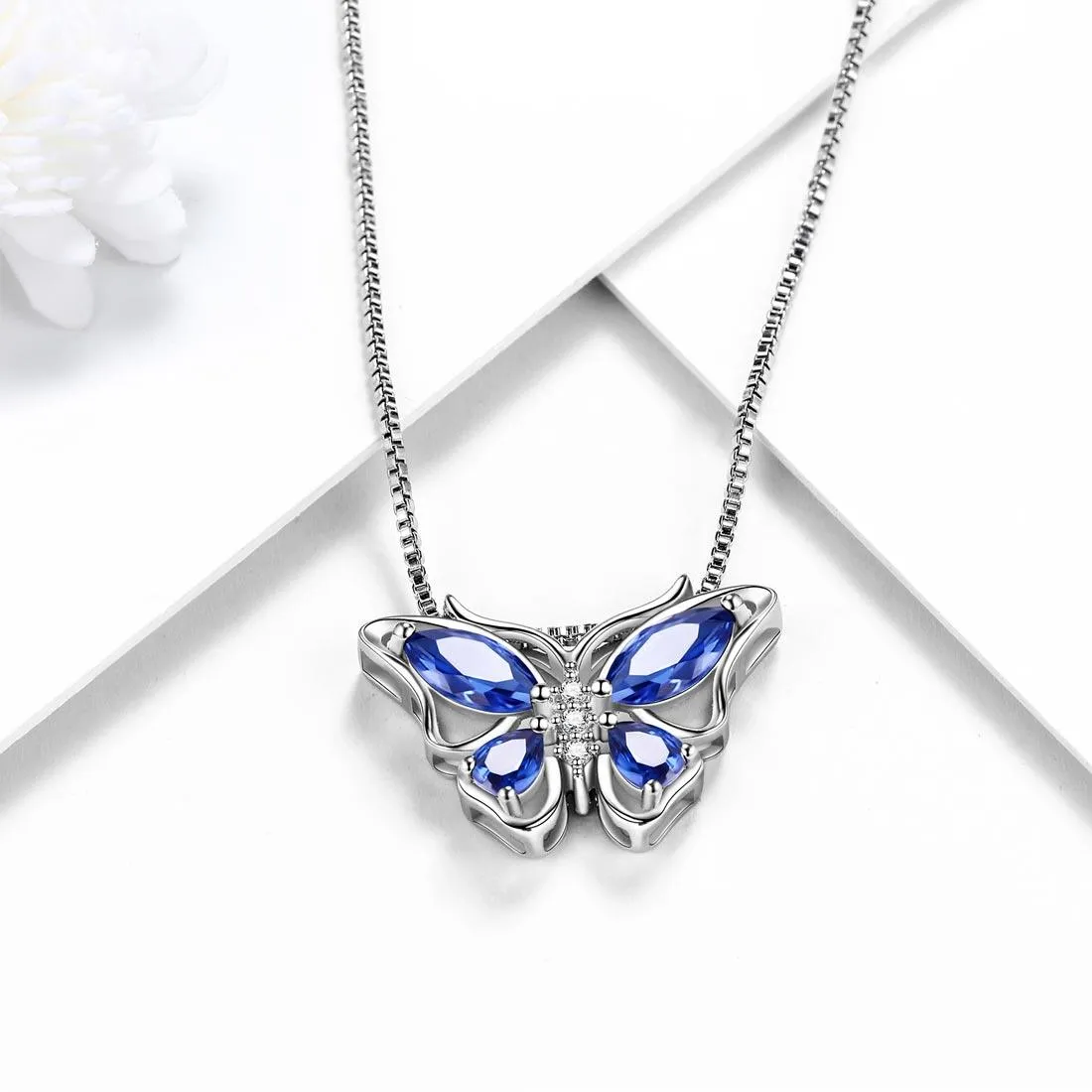 Tokyo Mart Butterfly Pendant Necklace Birthstone December Tanzanite Women Girls Jewelry Birthday Gift