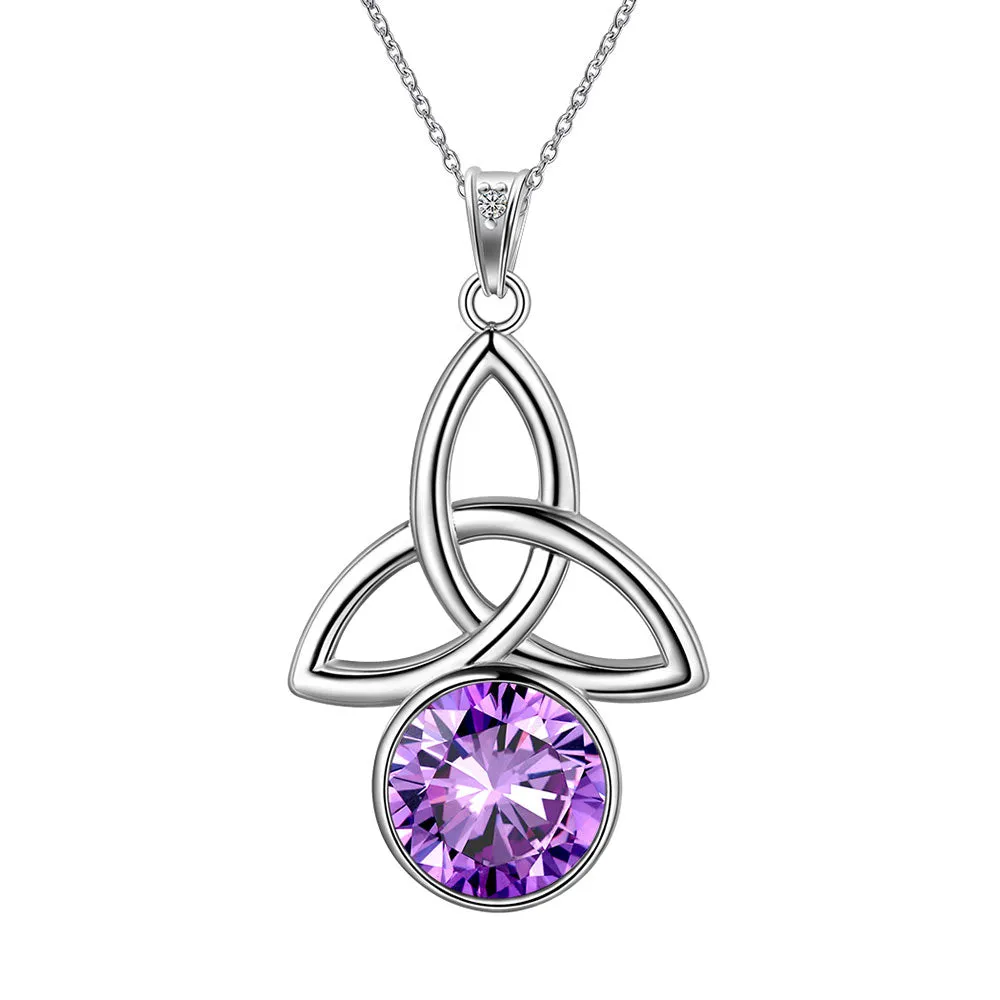 Tokyo Mart Celtic Knot Birthstone Necklace Pendant Women Girls Birthsday Gift Crystal Luck Knot Jewelry