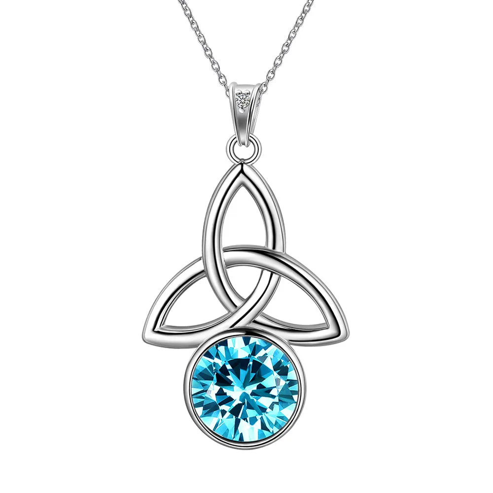 Tokyo Mart Celtic Knot Birthstone Necklace Pendant Women Girls Birthsday Gift Crystal Luck Knot Jewelry