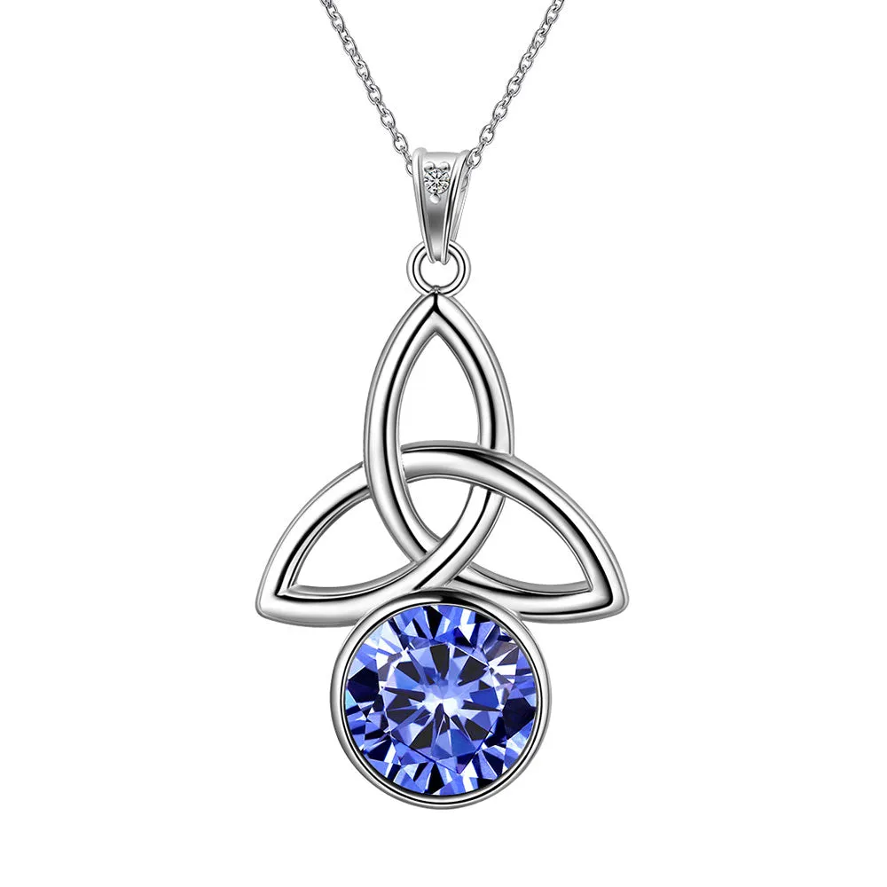 Tokyo Mart Celtic Knot Birthstone Necklace Pendant Women Girls Birthsday Gift Crystal Luck Knot Jewelry