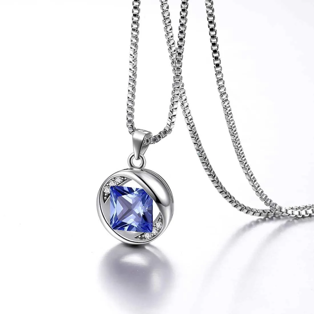 Tokyo Mart Round Birthstone December Tanzanite Necklace Pendant Women Girls Jewelry Birthday Gift