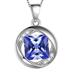 Tokyo Mart Round Birthstone December Tanzanite Necklace Pendant Women Girls Jewelry Birthday Gift