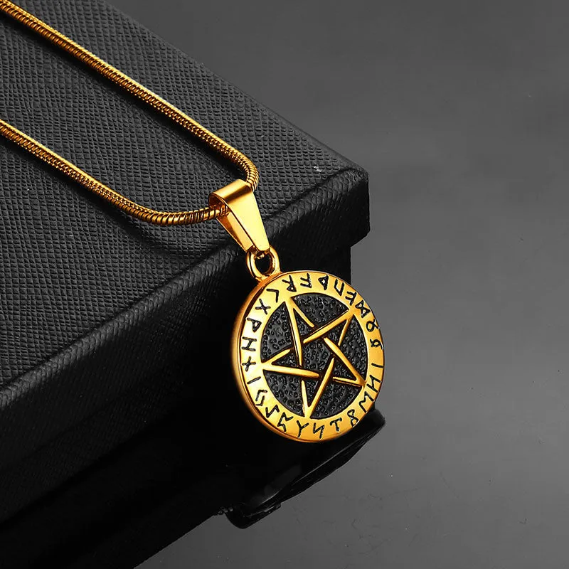 Tokyo Mart Wiccan Men's Pentagram Necklace Brisingamen Pendant Jewelry Stainless Steel