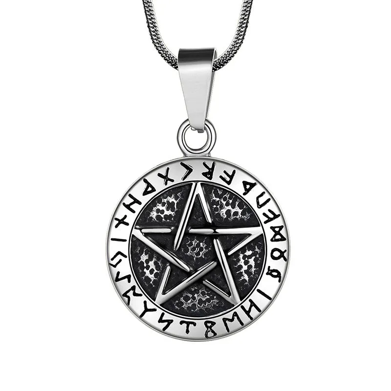 Tokyo Mart Wiccan Men's Pentagram Necklace Brisingamen Pendant Jewelry Stainless Steel