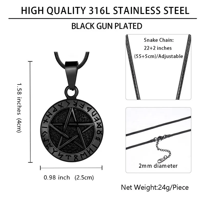 Tokyo Mart Wiccan Men's Pentagram Necklace Brisingamen Pendant Jewelry Stainless Steel