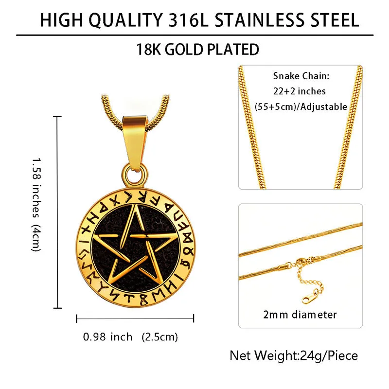 Tokyo Mart Wiccan Men's Pentagram Necklace Brisingamen Pendant Jewelry Stainless Steel