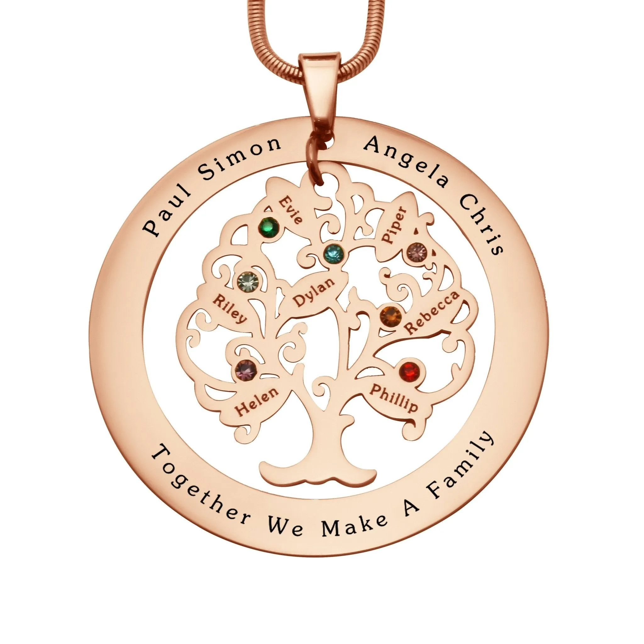 Tree of My Life Necklace with Washer & Birthstones