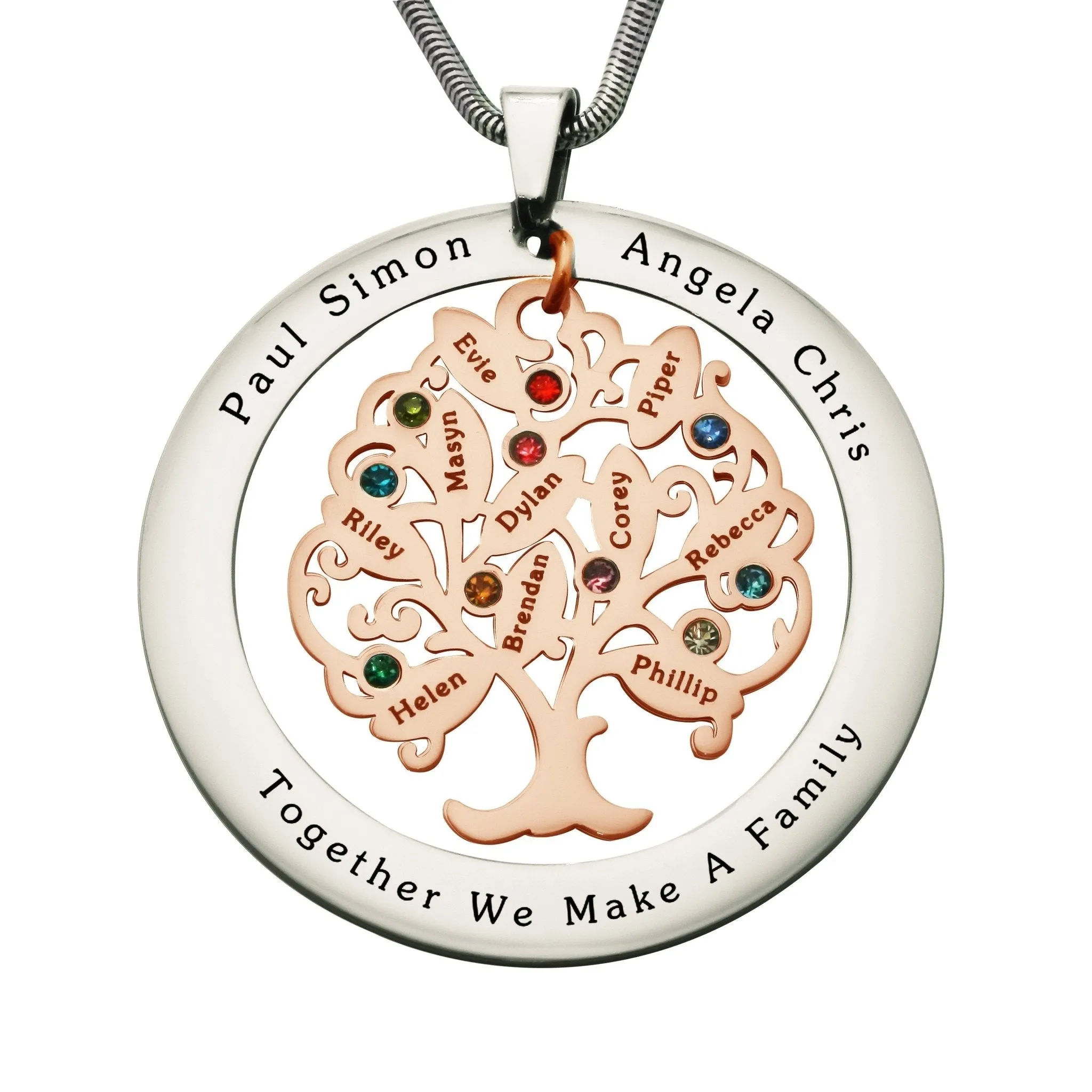 Tree of My Life Necklace with Washer & Birthstones