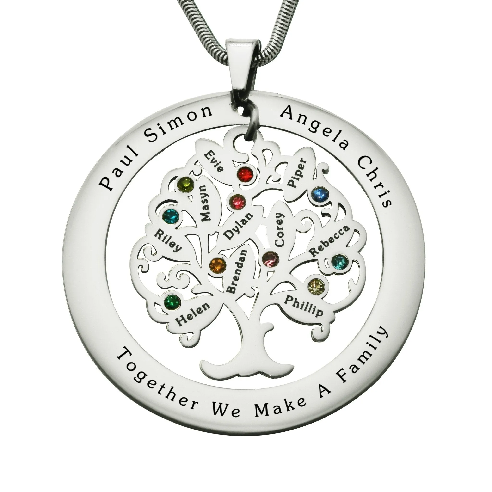 Tree of My Life Necklace with Washer & Birthstones