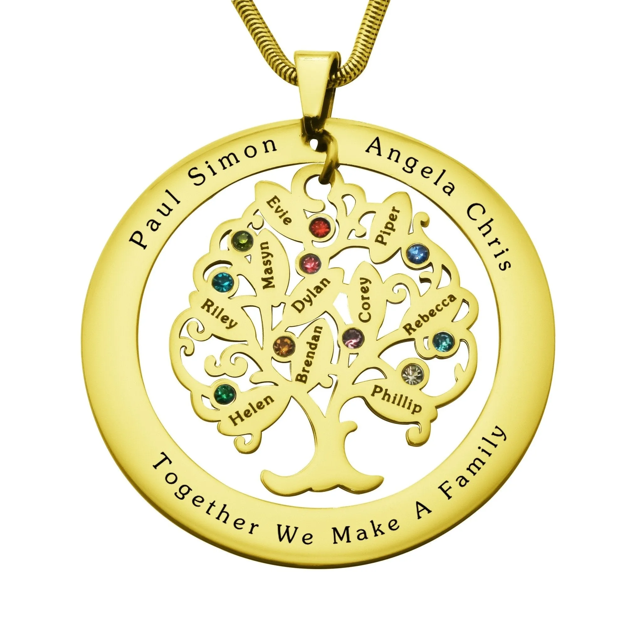 Tree of My Life Necklace with Washer & Birthstones