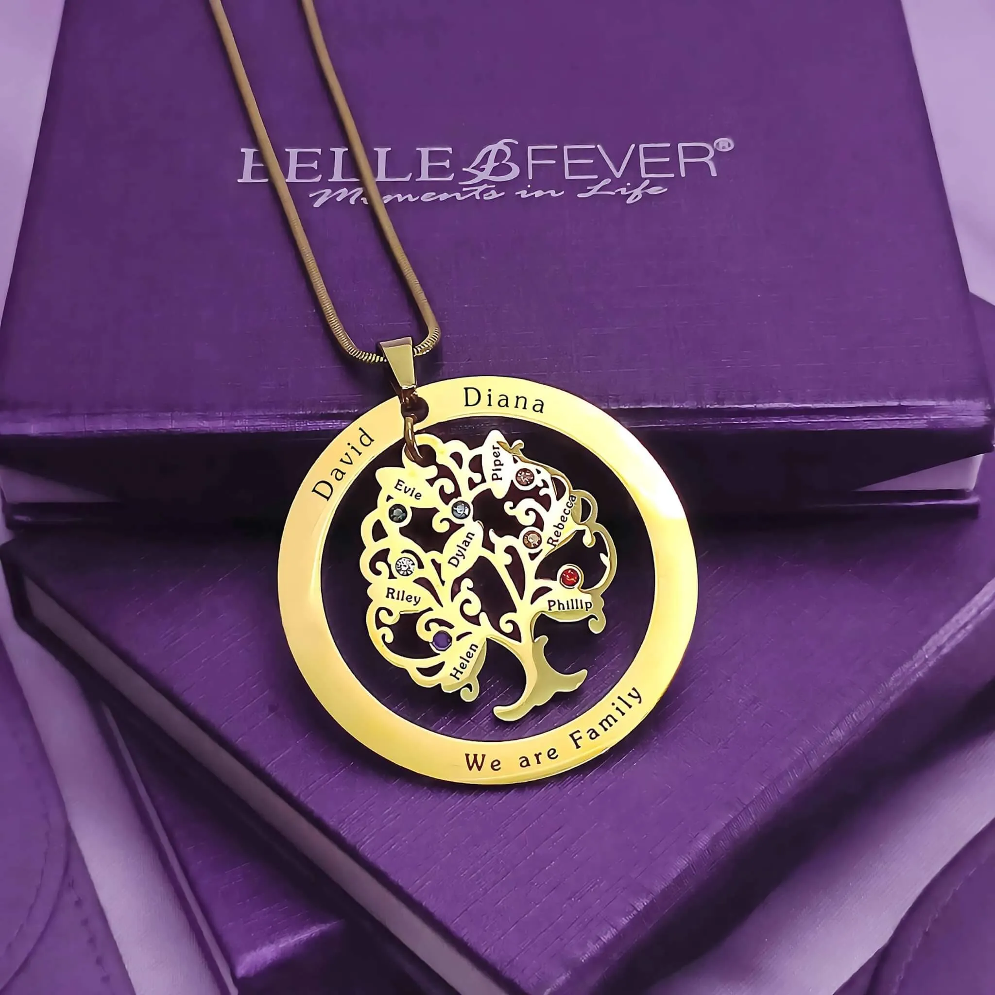 Tree of My Life Necklace with Washer & Birthstones