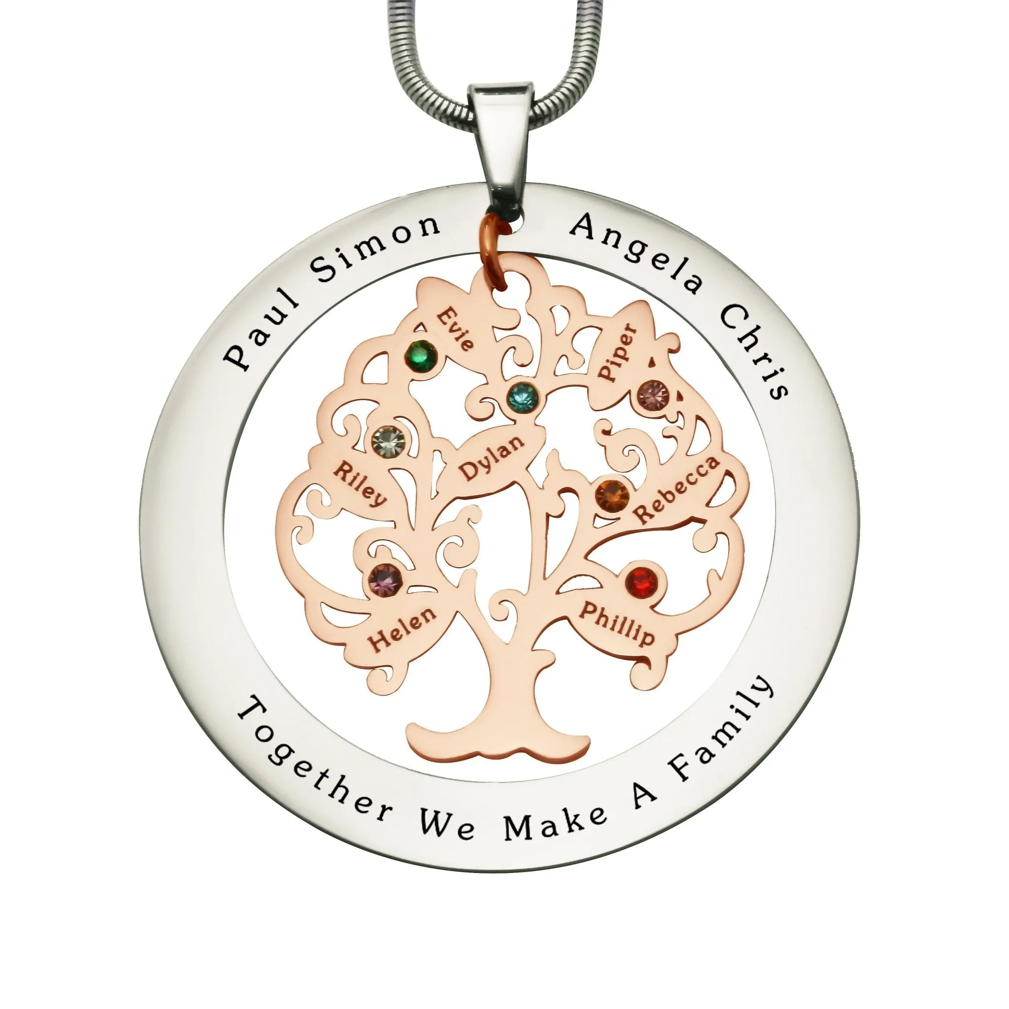 Tree of My Life Necklace with Washer & Birthstones