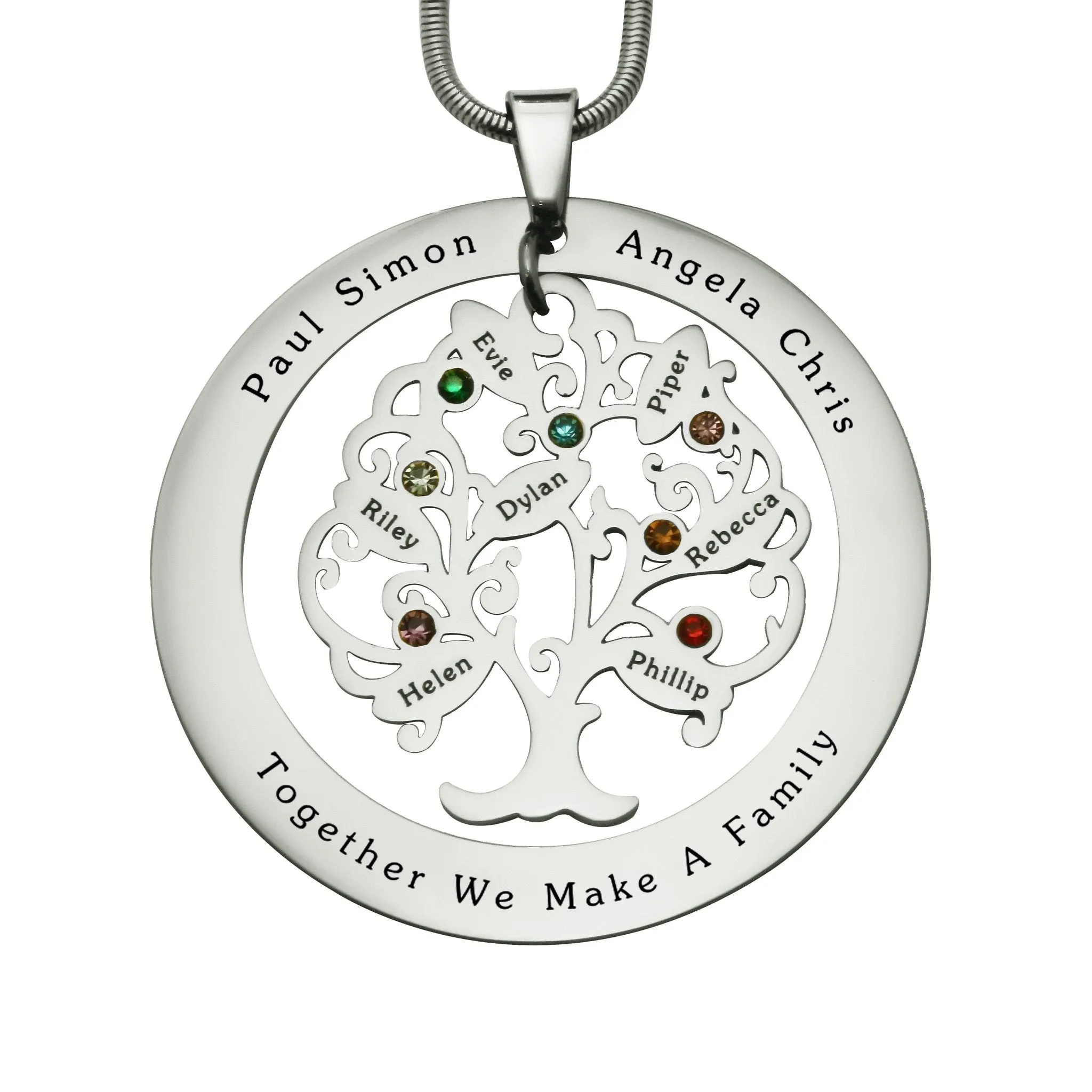 Tree of My Life Necklace with Washer & Birthstones