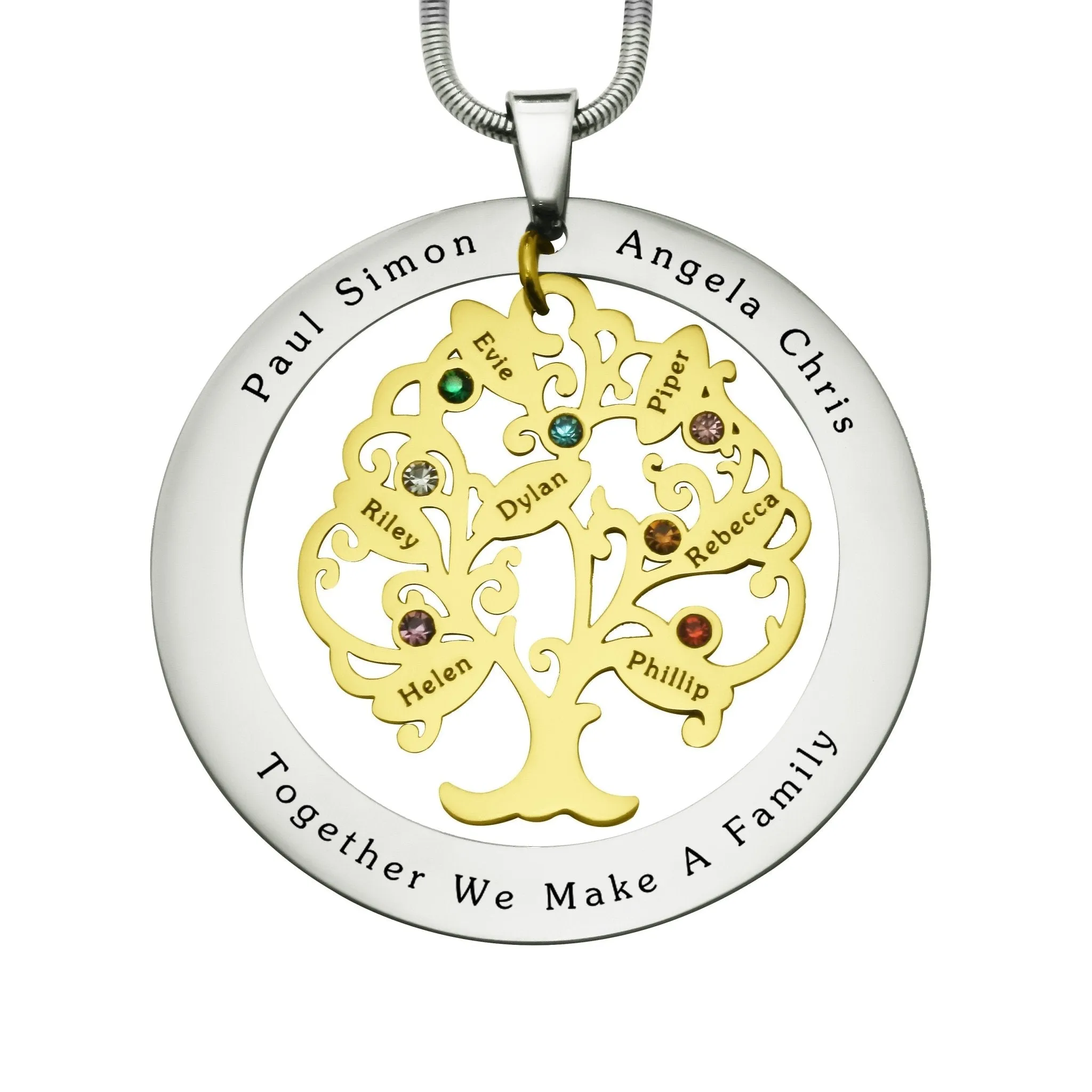 Tree of My Life Necklace with Washer & Birthstones