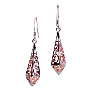 Two Tone Diamond Shape Earrings