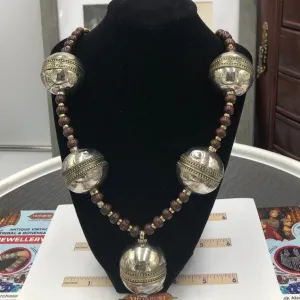 Vintage Turkmeni Bells Necklace with Wooden Beads