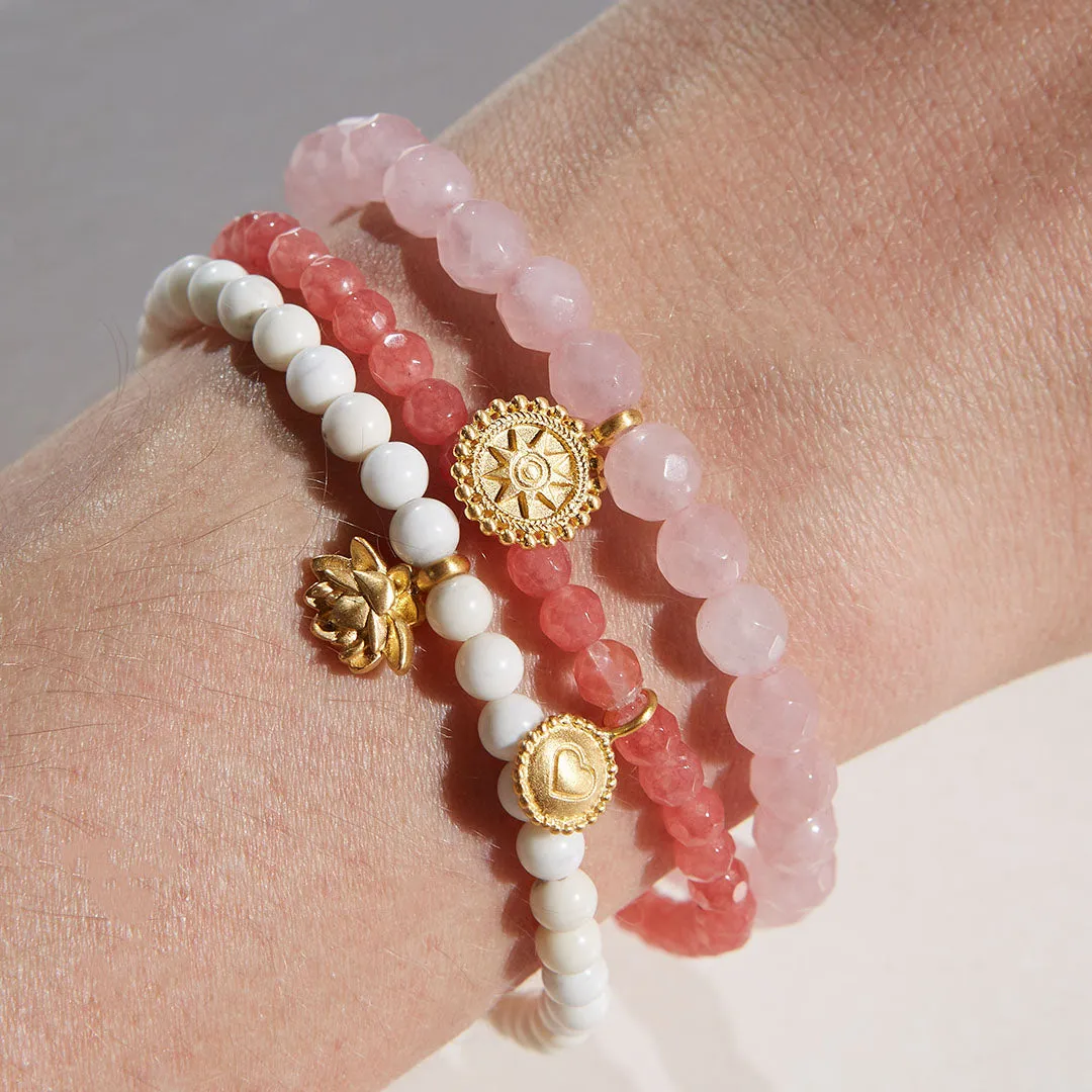 Walk in Harmony Lotus White Turquoise Gemstone Bracelet